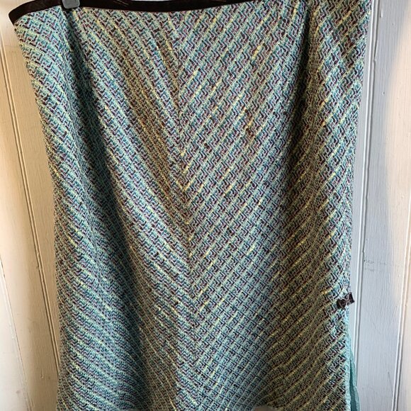 Tapemeasure Vintage Y2K Blue PInk Tweed Pastel Skirt Bow Detail Slit w Slip - 18 - Picture 14 of 16